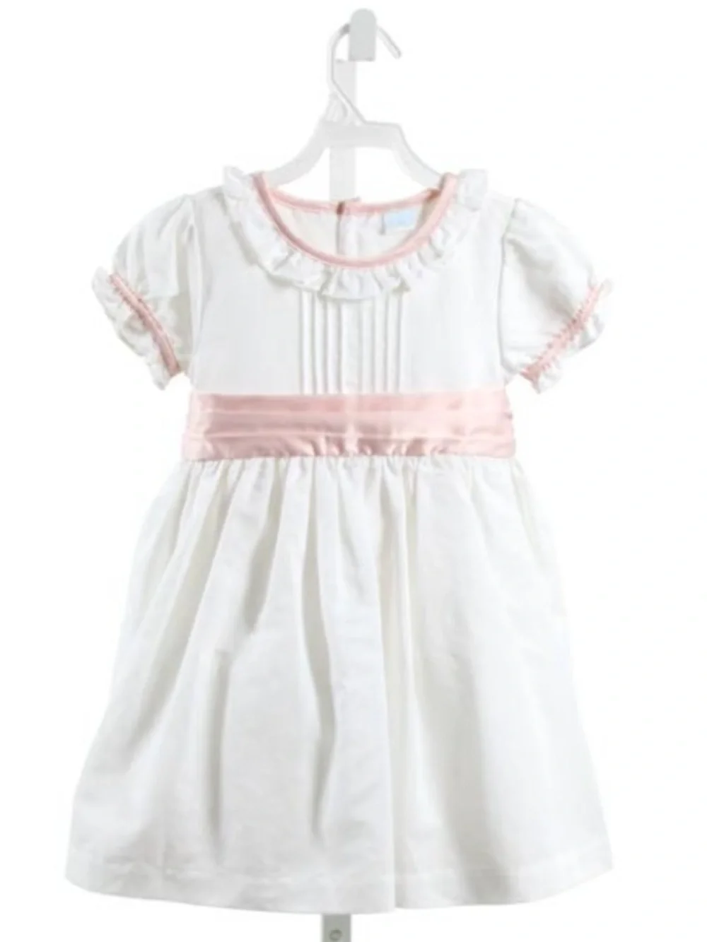 Edgehill Collection formal linen dress bow flower girl ruffle pleats puff sleeve